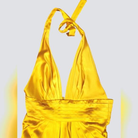 Catherine Malandrino 100% Silk Golden Liquid Maxi Dress Sz 4 - Picture 3 of 15